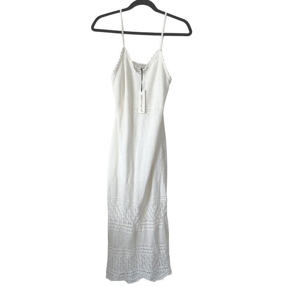 Women's NWT Freshman 1996 White Crochet Knit Boho Maxi V-Neck Sundress - Medium - Picture 1 of 6
